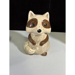 Earthenware Ceramic Anthropomorphic Animal Raccoon Cookie Jar Woodland Creature